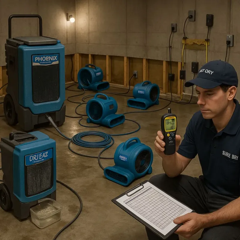 Structural Drying and Dehumidification process in San Mateo, CA